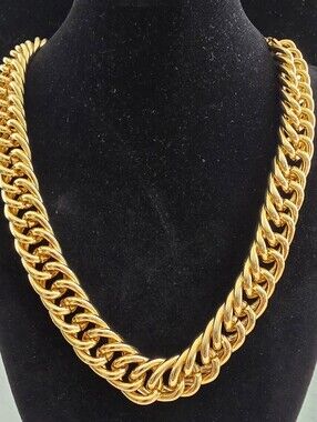 Chunky Gold Dipped Statement Curb Chain Necklace